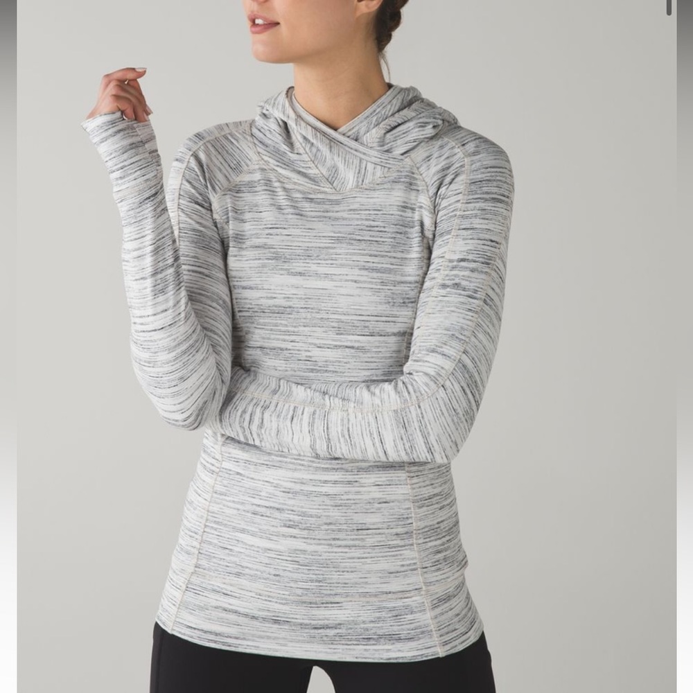 Lululemon Think Fast Hoodie Space Dye Camo White Gray Multi / Silver Spoon | 4